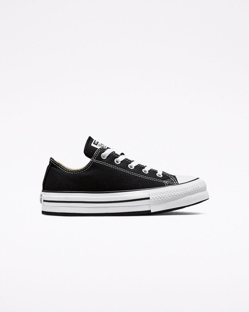 Pantofi Platforma Fete Converse Chuck Taylor All Star Lift Low Top Negrii Albi Negrii | RO 13WFGV802